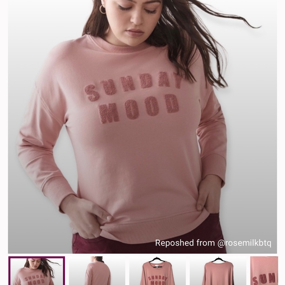 Addition Elle Pink Crew Neck Sweater Relaxed/slight crop Fit